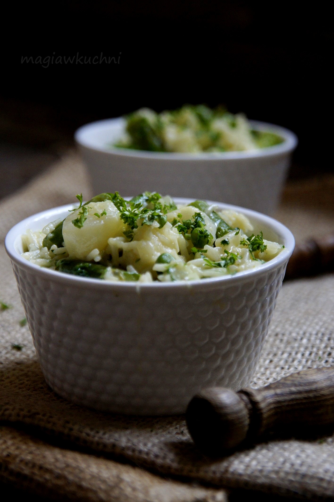 Risotto szparagowe z trzema serami